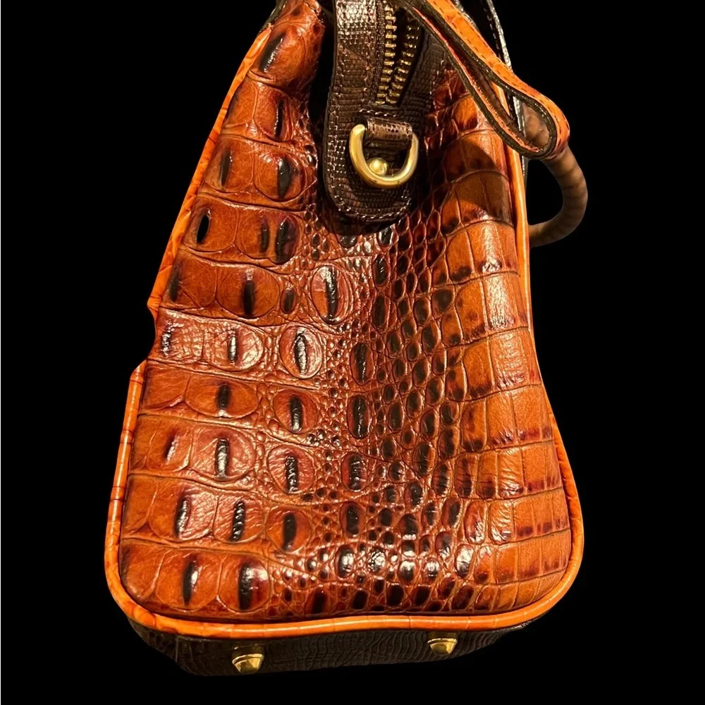 Brahmin Elegant Brown Crocodile-Embossed Handbag